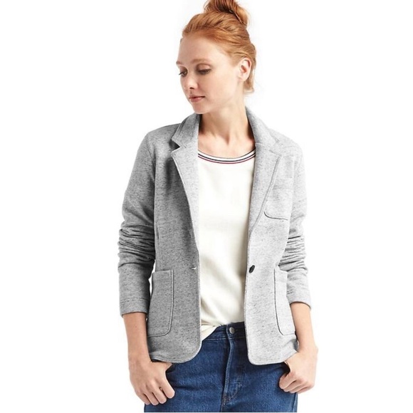 Clothing The Gaps Jackets & Blazers - GAP Heather Gray SingleButton Notched Lapel French Terry Casual Blazer Womens 6